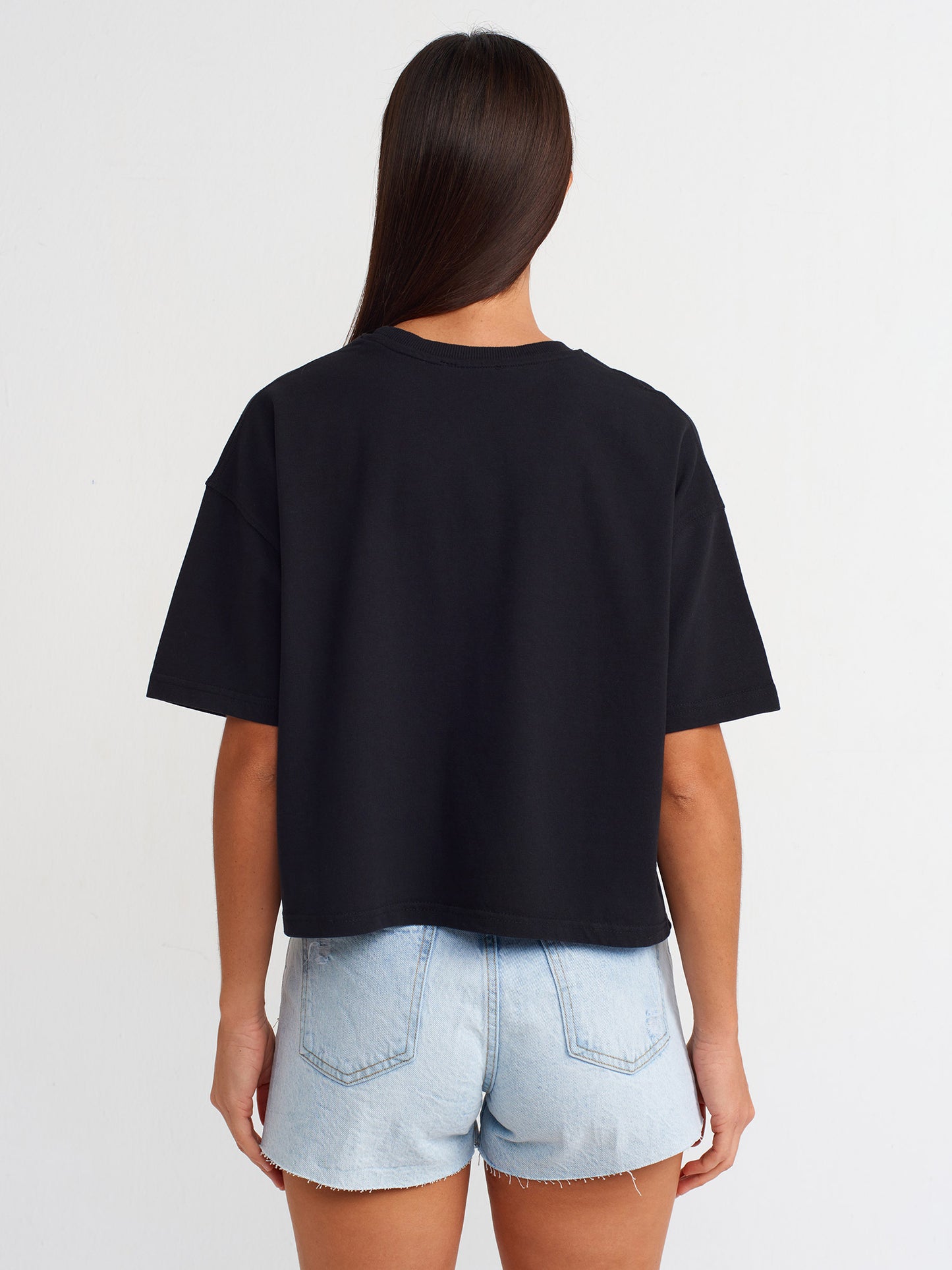 Short Sleeve Cotton T-shirt-Black