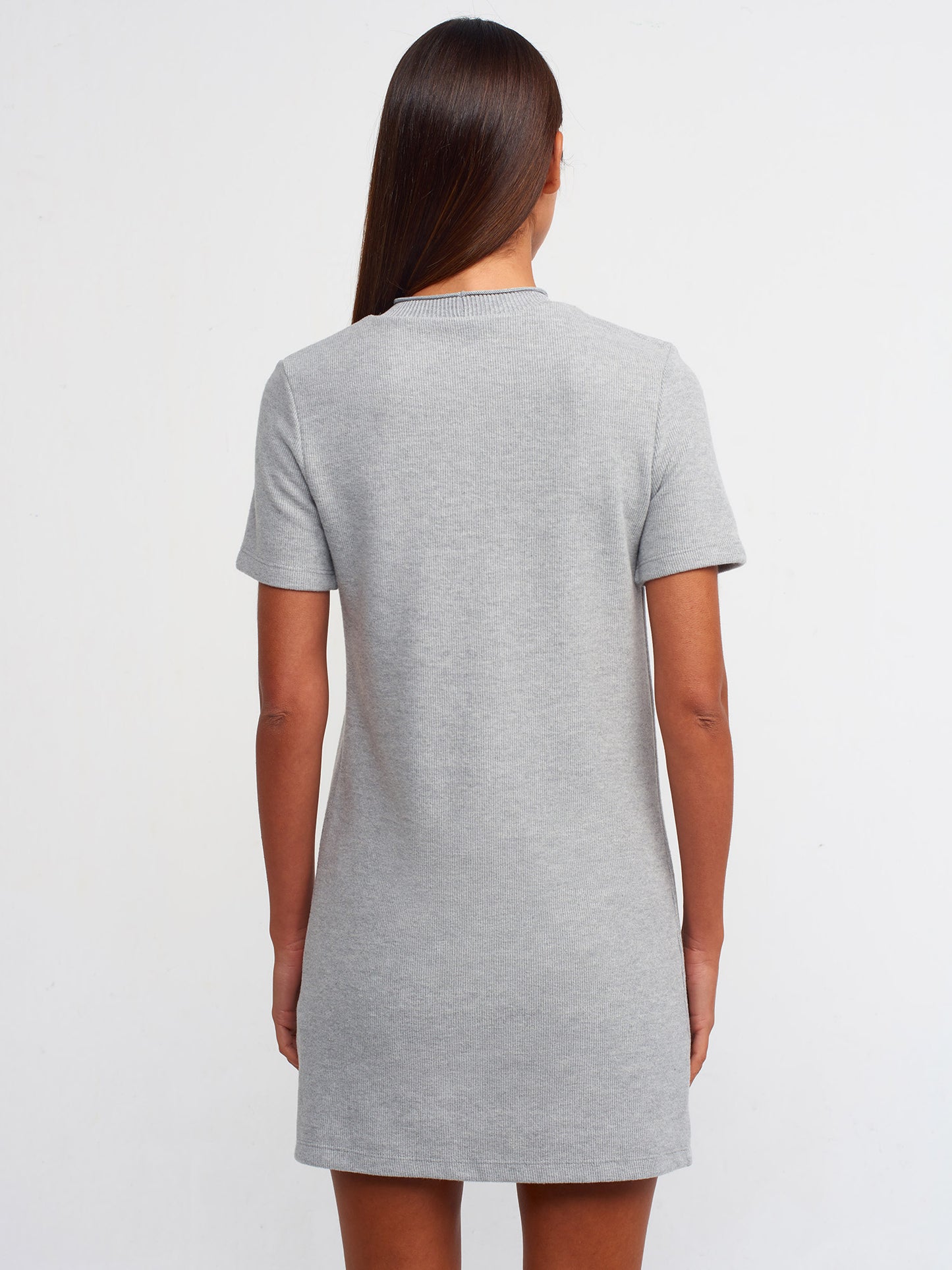 Soft Mini Dress-Gray Melange