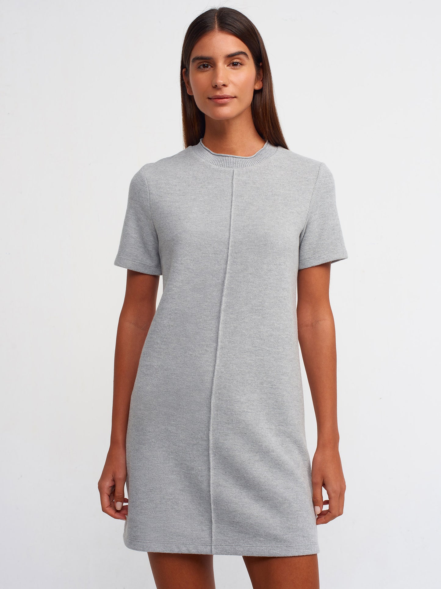 Soft Mini Dress-Gray Melange